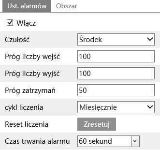9. Zliczanie ludzi Funkcja zliczania ludzi może służyć do alarmowania przekroczenia podanego progu ilości osób wchodzących, lub wychodzących.