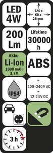 Li-Ion 3,7 V/ 6,7 Ah LED 10 Watt + LED 3 Watt wysokiej jakości obudowa z tworzywa do prac wewnątrz jak i na