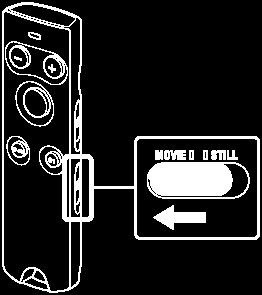 Nagrywanie filmów połączone z aparatem przez funkcję Bluetooth umożliwia nagrywanie filmów. 1 Przesuń przełącznik MOVIE/STILL do położenia MOVIE. 2 Naciśnij przycisk migawki/rec ( ).