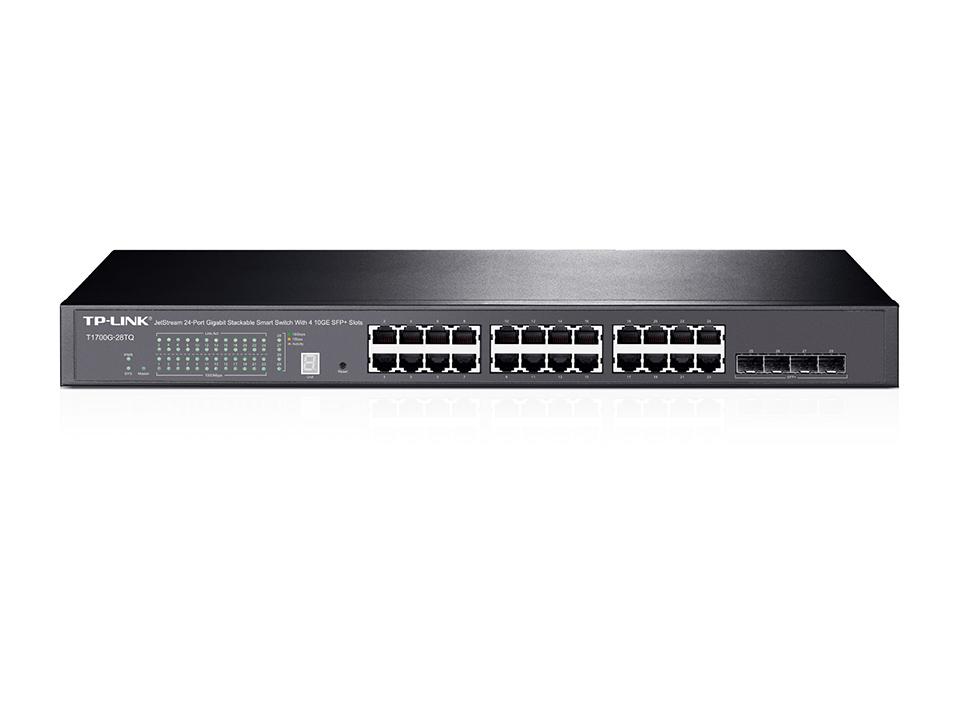Switche, modemy, powerline > Switche > Switche 24-portowe TP LINK T1700G-28TQ 24xGE 4xSFP+ SMART Producent : TP-Link TP LINK T1700G-28TQ 24xGE 4xSFP+ SMART Gigabitowy, stackowalny przelacznik smart