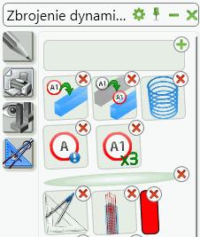 przycisku myszy na palecie narzędzi pozwala wejść w tryb edycji w celu zmiany ułożenia opcji.