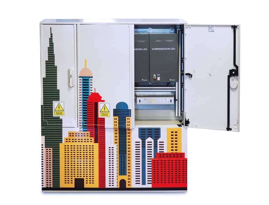 15 SZAFA LED SYSTEMOWA SZAFA OŚWIETLEIA ULICZEGO LED Szafa LED w jednej obudowie łączy kompleksowe rozwiązanie zapewniając profesjonalną ochronę i sterowanie nowoczesnych opraw ulicznych LED.