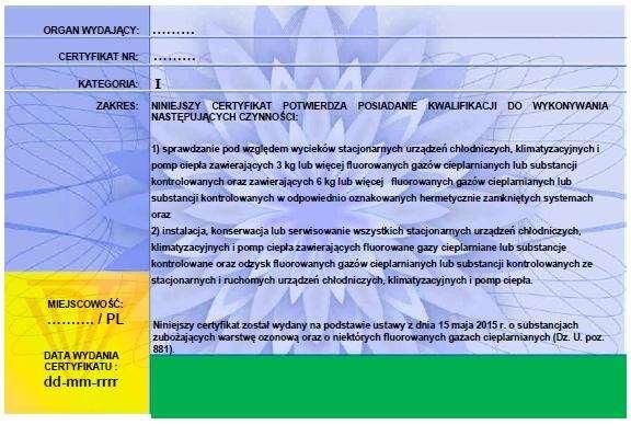 obowiązku uzyskania certyfikatu dla personelu