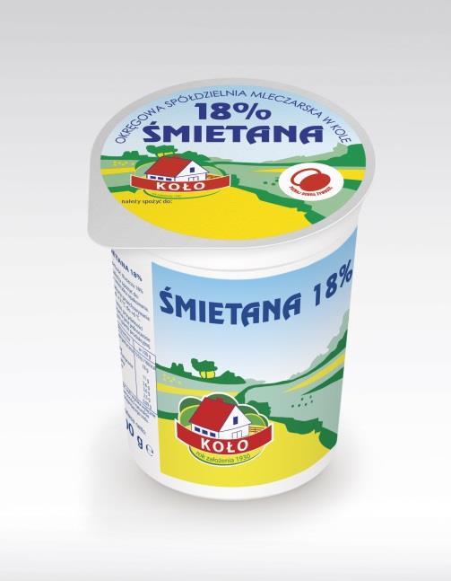 Okręgowa Spółdzielnia Mleczarska w Kole zgłaszający i producent Pawilon 3, stoisko 25 Śmietana 18% Śmietana 18% to produkt naturalny, bez sztucznych substancji i zagęstników.