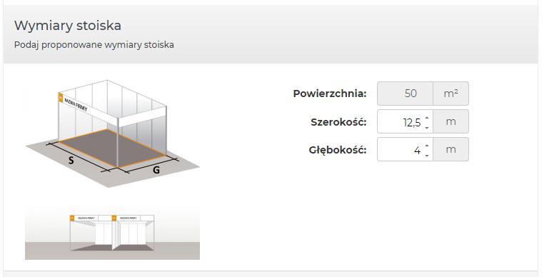 3. Zgłoszenie powierzchni Po wejściu w zgłoszenie pojawia się 13 kroków na tym etapie dostępny jest krok 1 i 2 (oraz krok 3 w przypadku zgłoszenia Współwystawcy).