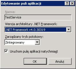 Zmiana architektóry IIS - Automatycznie IIS - Ręcznie Usługa Windows Dwukrotnie klikamy na puli aplikacji