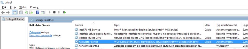 Instalacja i start usługi IIS - Automatycznie IIS - Ręcznie Usługa Windows Otwieramy Command Prompt z uprawnieniami administratora i przechodzimy do katalogu gdzie znajduje się CalcWindowsService.