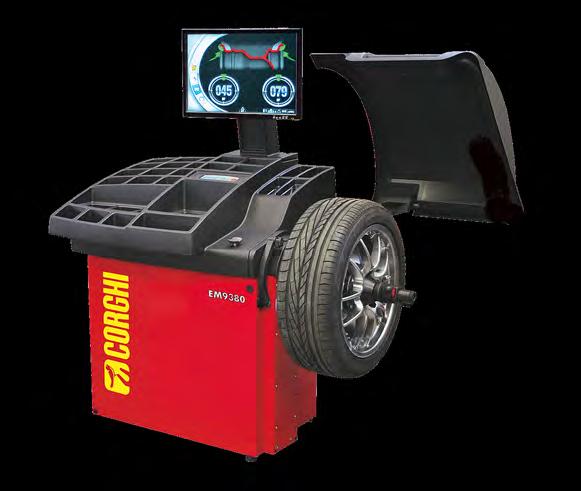 WM). EM9350C XLine Wyważarka z wyświetlaczem, wskaźnikiem laserowym, z elektromechaniczym uchwytem szybkomocującym za pomocą pedału,
