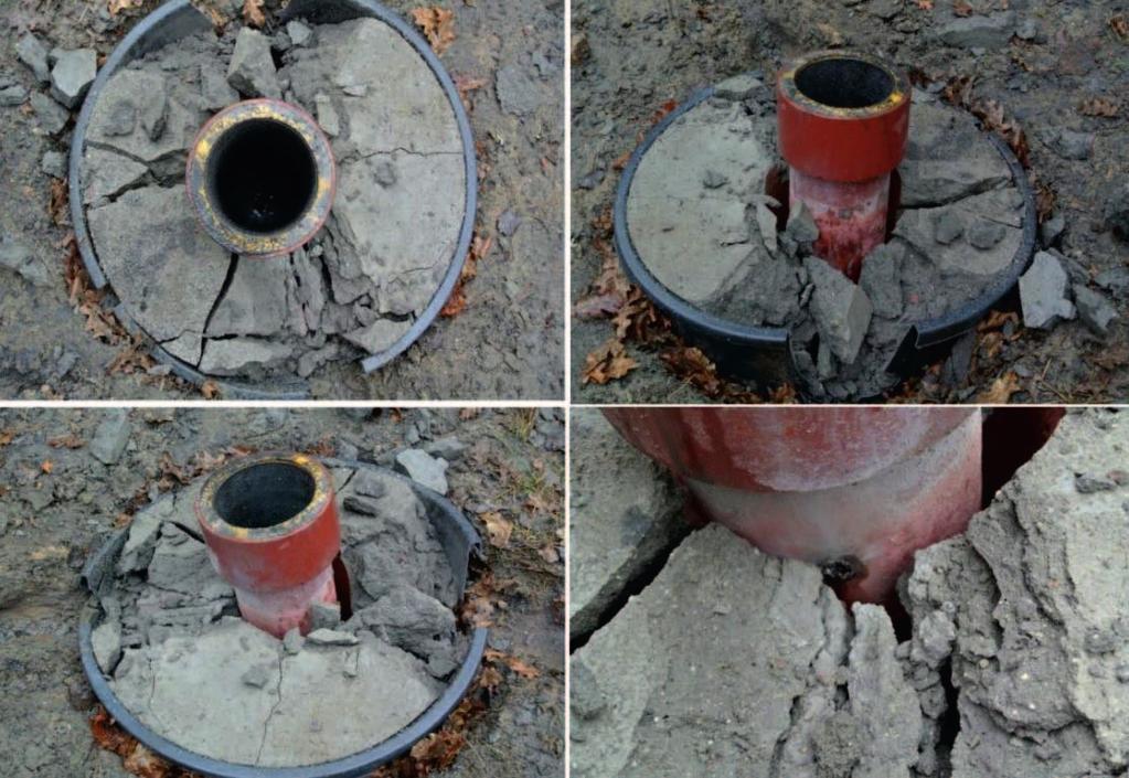 dwóch (góra/dół) aluminiowych centralizatorów [2]. W górnym centralizatorze nawiercono otwór (φ = 7 mm) umożliwiający doprowadzenie lontu detonacyjnego heksogenowego (RDX) w powłoce ołowianej.