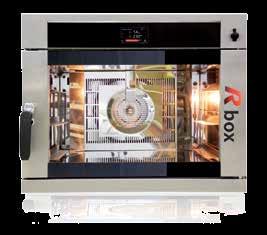 PIECE KONWEKCYJNE R-BOX inox lość blach 3 lub 4 Przestrzeń pomiędzy blachami System zaparowania Wyposażenie dodatkowe 98 lub 85 mm natrysk wody na turbinę elektromechaniczne programowane dotykowe