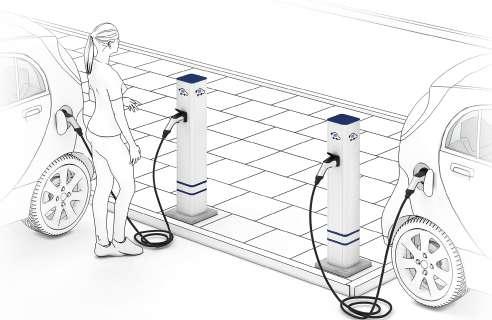 Stacja 1M dzięki małym rozmiarom idealnie nadaje się do stosowania w miejscach gdzie możemy wykorzystać tylko jedno miejsce parkingowe do ładowania elektryków.