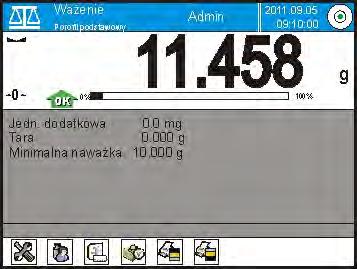 3. Wybrać menu <Ustawienia> - dodatkowe opcje związane z ważeniem. 4. Wcisnąć pole < Minimalna naważka>. 5.