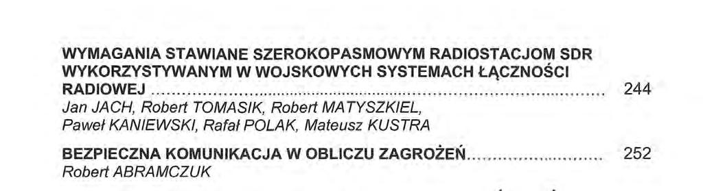 WYMAGANIA STAWIANE SZEROKOPASMOWYM RADIOSTACJOM SDR WYKORZYSTYWANYM W WOJSKOWYCH SYSTEMACH ŁĄCZNOŚCI RADIOWEJ.