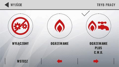 2. TRYB PRACY W funkcji tej w zależności od potrzeb użytkownik załącza jeden z trzech trybów pracy instalacji: Wyłączony w tym trybie praca pompy jest wyłączona.