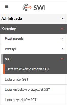 ! Złżenie wnisku nwą Umwę na SGT mżliwe jest pprzez zakładkę SGT.