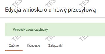 Wybierając rdzaj umwy ZUP nie uzupełnia pól zacieninych w sekcji Dane wnisku Sekcje Infrmacje Wniskdawcy raz Adres siedziby wypełnine zstają autmatycznie danymi rganizacji Wniskdawcy.