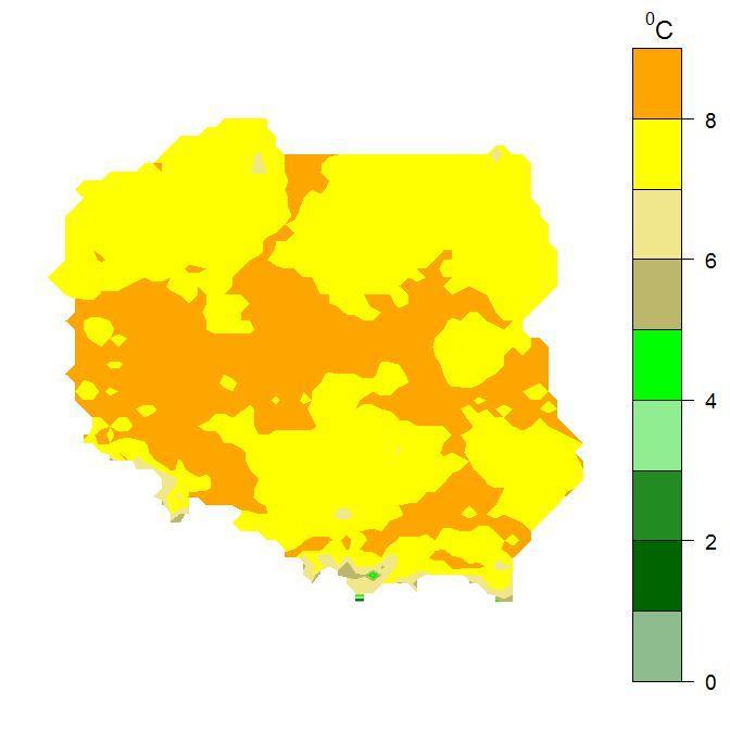 Na przeważającym obszarze kraju średnia temperatura powietrza w październiku powinna być w klasie w normie.