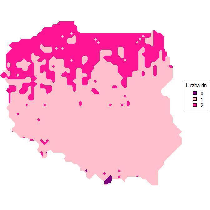 Temperatura maksymalna Ryc. 11. Prognozowana najniższa maksymalna (mapka lewa) i najwyższa (mapka prawa) temperatura maksymalna w II dekadzie października 2019 r. Tab. 8.