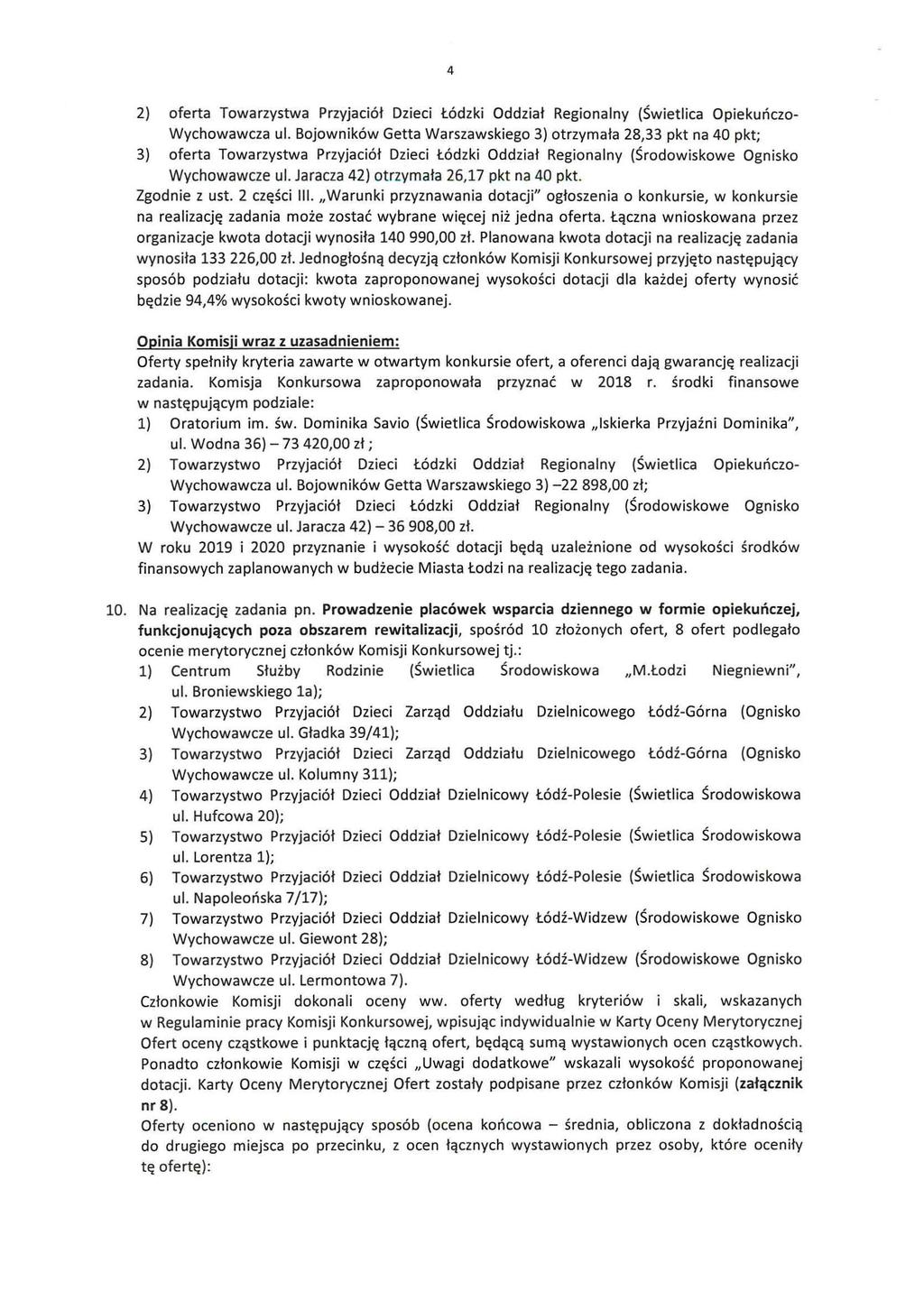 4 2) oferta Towarzystwa Przyjaei61 Dzieei l6dzki Oddzial Regionalny (Swietliea Opiekuriezo Wyehowaweza ul.