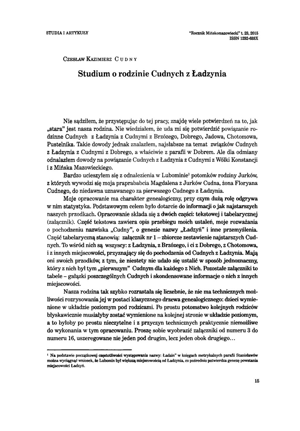 STUDIA I ARTYKUŁY Rocznik Mińskomazowiecki t.