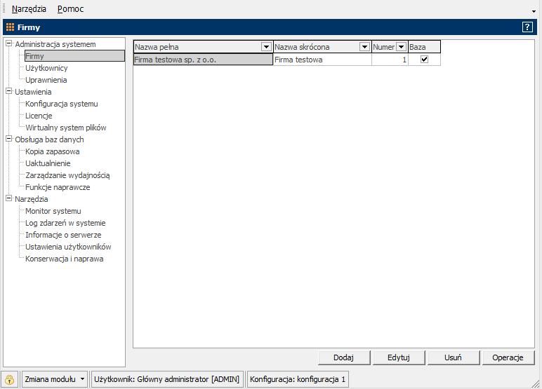 Uwaga: Liczba firm, które można obsługiwać (czyli również dodać) w programie, zależy od rodzaju wykupionej licencji.