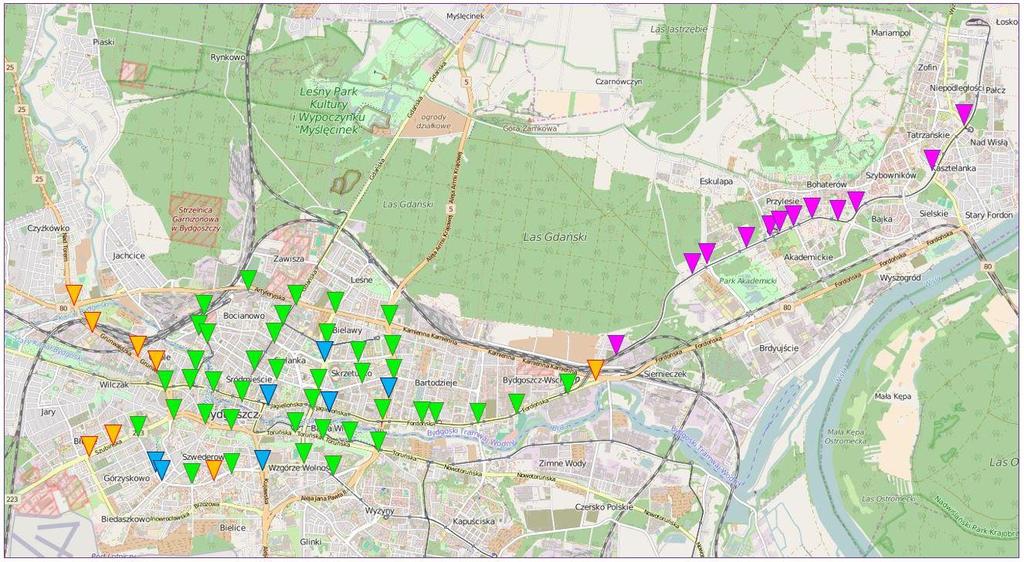 1. Obszar wdrożenia systemu ITS i jego podsystemy: Slajd 8 Sygnalizacje zmodernizowane