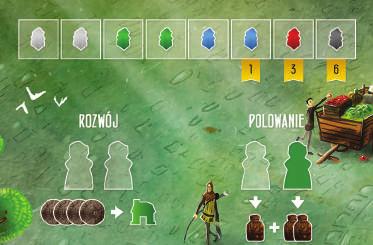 akcji po prawej stronie swojej planszy. Zwróćcie uwagę na białe wykropkowane ramki wokół 2 pól Robotników po lewej stronie tych akcji.