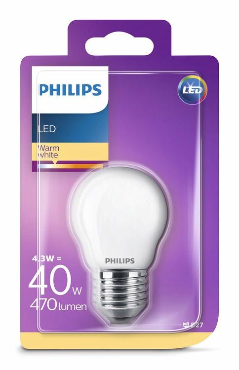 PHILIPS LED Świeczka 4,3 40 W E27 Ciepły biały Bez możliwości przyciemniania Ciekawa forma Znajome kształty, które kochasz.