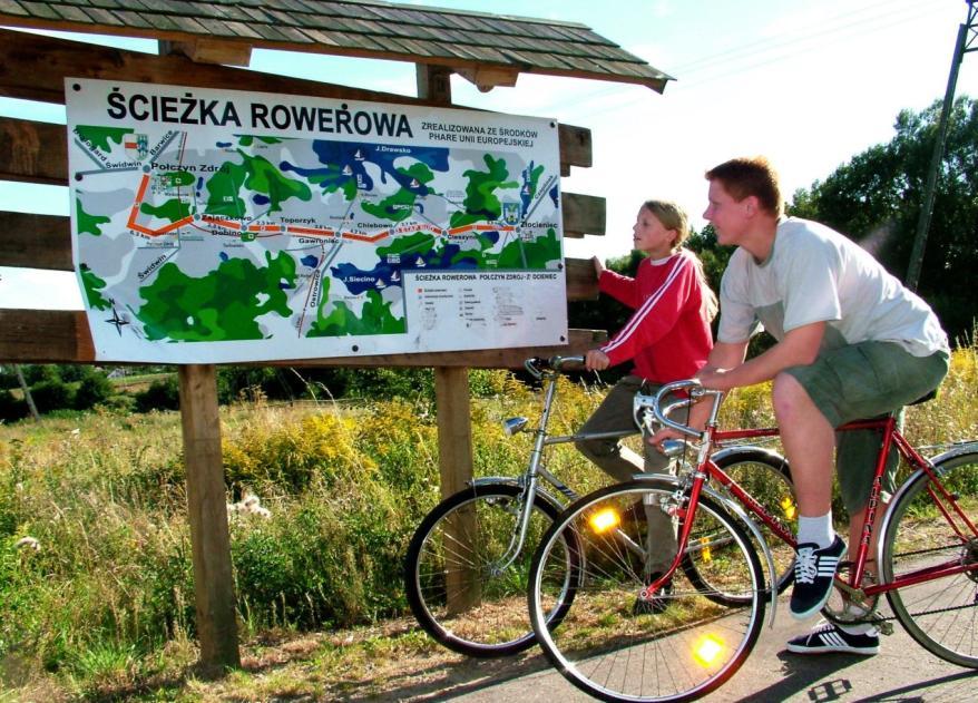 Przykładowe działania/ Beispielmaßnahmen Tworzenie, rozbudowa sieci ścieżek rowerowych wraz z małą