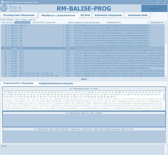określenie wymaganego formatu telegramu (krótki/długi); umieszczenie programatora