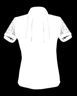 decolletage decorated with lace and rows of crystals. Hidden fastener for naps makes the shirt look very elegant. Sleeves made of lace.