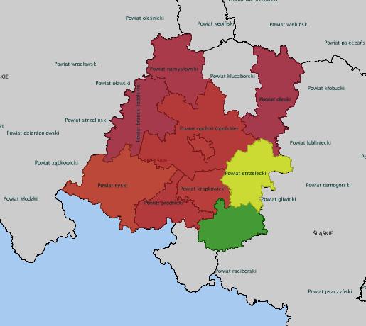 Rozmieszczenie jednostek organizacyjnych pomocy i integracji społecznej o zasięgu lokalnym i o zasięgu ponadgminnym w 218 roku.