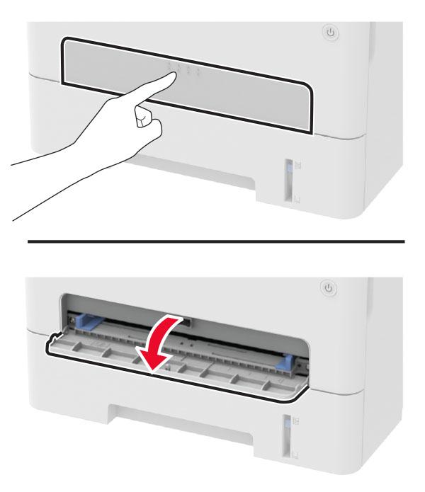 W przypadku drukowania dwustronnego załaduj papier firmowy stroną przeznaczoną do zadrukowania skierowaną w górę, dolną krawędzią arkusza w kierunku przodu zasobnika.