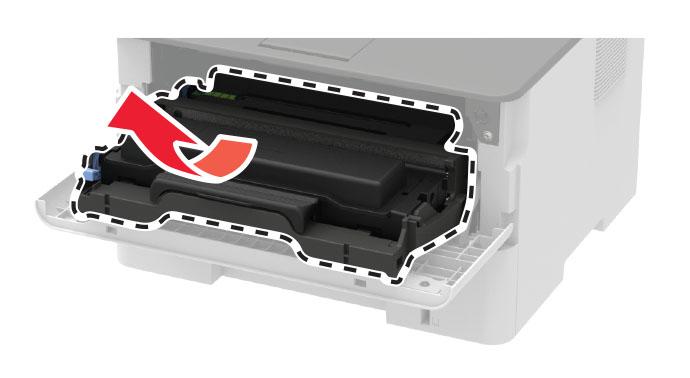Konserwacja drukarki 58 2 Wyjmij zużyty moduł obrazujący. 3 Wyjmij kasetę z tonerem, a następnie wyjmij moduł obrazujący.