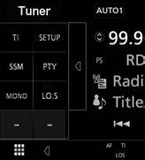 TUNER RDS: Oznacza stan stacji Radio Data System, gdy włączona jest funkcja AF. Biały: Radio Data System jest odbierany. Pomarańczowy: Radio Data System nie jest odbierany.