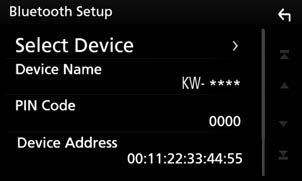 Sterowanie Bluetooth ÑÑPodłączanie urządzenia Bluetooth 1 Dotknąć [Select Device] na ekranie Bluetooth SETUP.