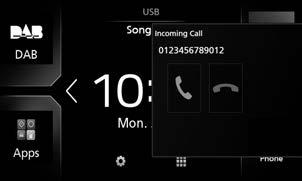 Sterowanie Bluetooth ÑÑOdebranie rozmowy 1 Dotknąć [ ] by odebrać połączenie telefoniczne lub [ ] by odrzucić przychodzące połączenie. Regulacja głośności słuchawki Nacisnąć przycisk [ ] lub [ ].