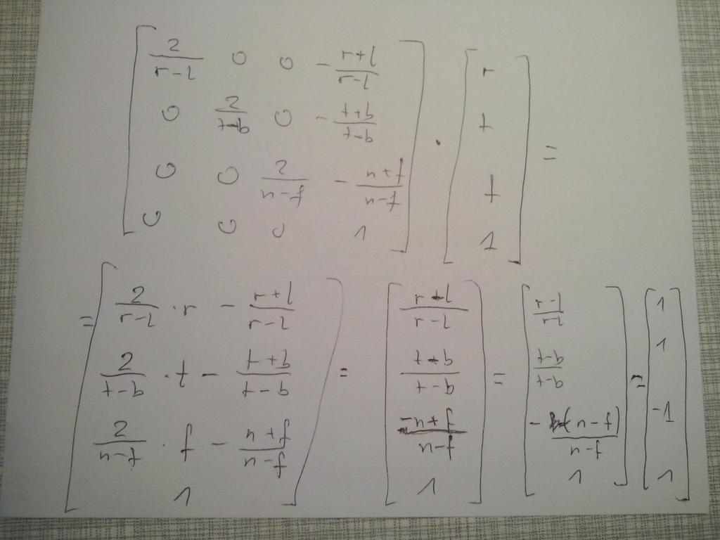 The orthographic projection transformation Verify that the to [ 1, 1]3 : Morth matrix transforms
