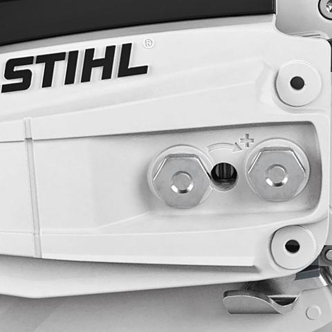 System STIHL Ematic - składa się z prowadnicy Ematic, piły łańcuchowej Oilomatic oraz pompy olejowej z regulacją wydajności wzgl. redukcją ilości tłoczonego oleju.