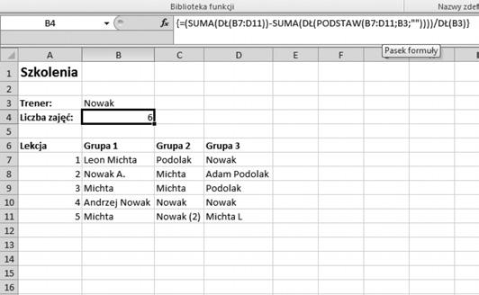 50 praktycznych formuł na każdą okazję tablica wartości i funkcja SUMA dodaje do siebie wszystkie liczby znaków. W tym przypadku podsumowanie daje w wyniku liczbę 160.
