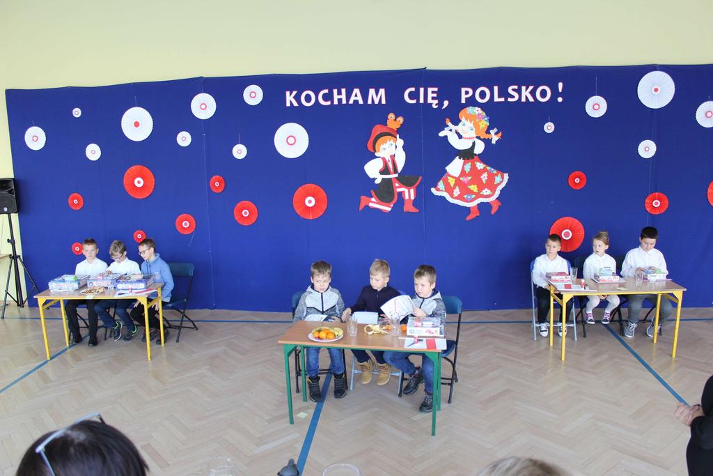 Gminny konkurs Kocham Cię Polsko Z okazji 100 rocznicy odzyskania niepodległości opiekunowie Samorządu Uczniowskiego zorganizowali gminny konkurs dla uczniów klas trzecich pod hasłem Kocham Cię