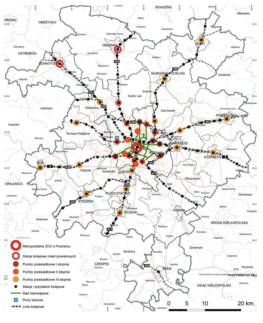 transport regionalny kolejowy, transport ponadregionalny kolejowy, transport miejski, transport pasażerski międzynarodowy).