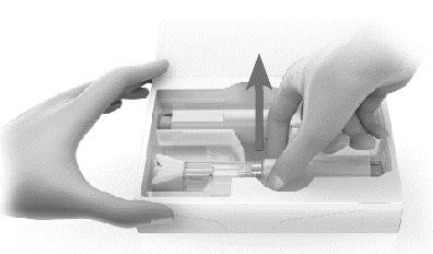 5 Wyjąć wstrzykiwacz z oryginalnego pudełka: umieścić dwa palce na