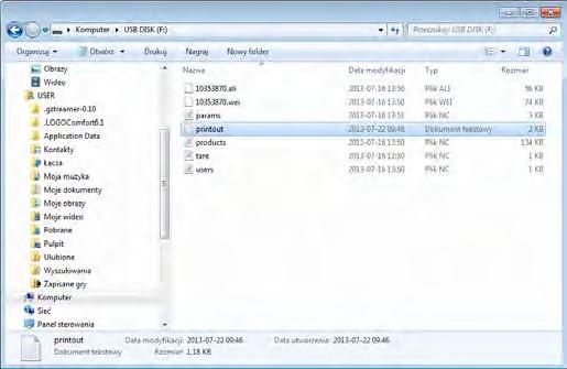 Aby dane w pliku były zapamiętane, należy przed wyjęciem pendrive z gniazda USB odczekać około 10s po zapisaniu ostatniego pomiaru.