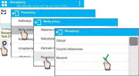 Umieścić w pojemniku oczekiwaną ilość składnika nr 1. Zatwierdzić proces przyciskiem < lub >.