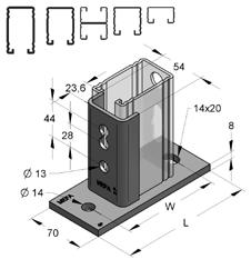 9,3 0,87 15 080102 160 x 70 118 75 7,3 0,98 15 081802 Uchwyt podwójnych szyn Uchwyt podwójnych szyn Uchwyt podwójnych szyn 186 x 70 144 90 13,7 1,31 10