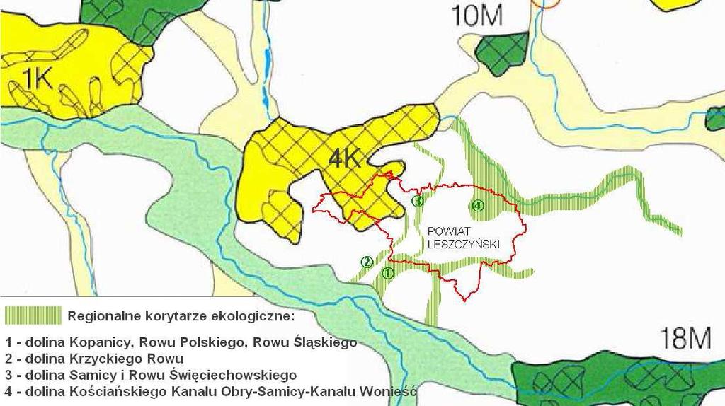 urządzona, wody otwarte tworzą wewnętrzny system powiązań przyrodniczych zapewniający łączność z systemem Krajowej Sieci Ekologicznej. Rycina 6.