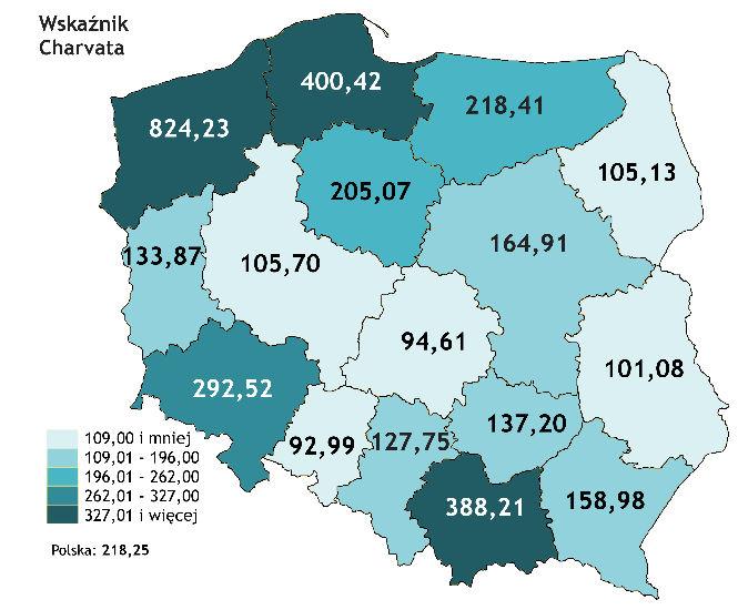 Uwzględniając wskaźnik Schneidera, województwo łódzkie znajduje się znacznie dalej w rankingu województw na 100 mieszkańców przypada tam około 52 turystów (wartość wskaźnika 52,81).