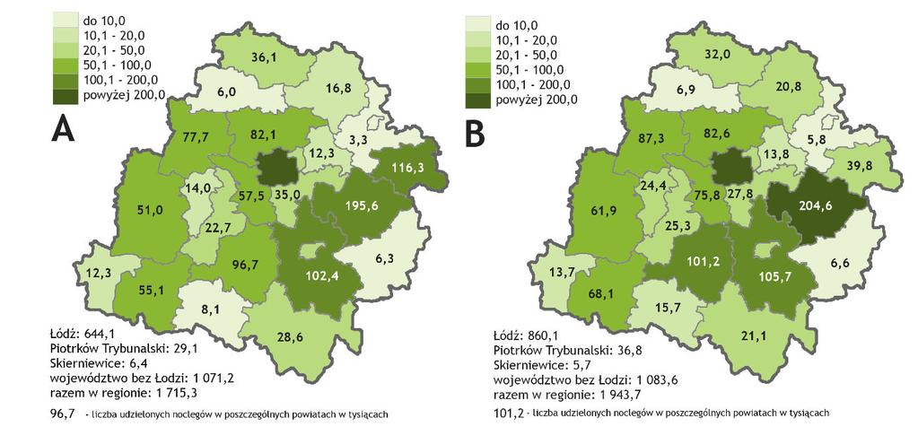 Ruch turystyczny w Łodzi i województwie łódzkim w 2018 roku W okresie od stycznia do września 2016 roku najwięcej noclegów udzielono turystom w Łodzi (644,1 tys.