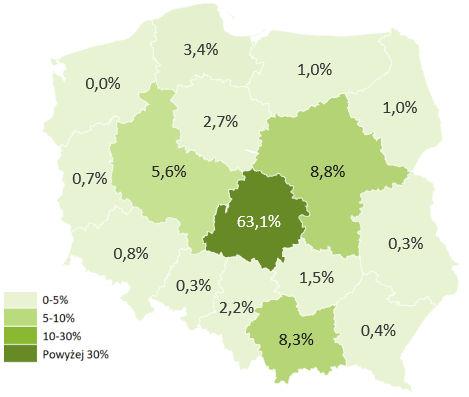 Ruch turystyczny w Łodzi i województwie łódzkim w 2018 roku Rysunek 16.
